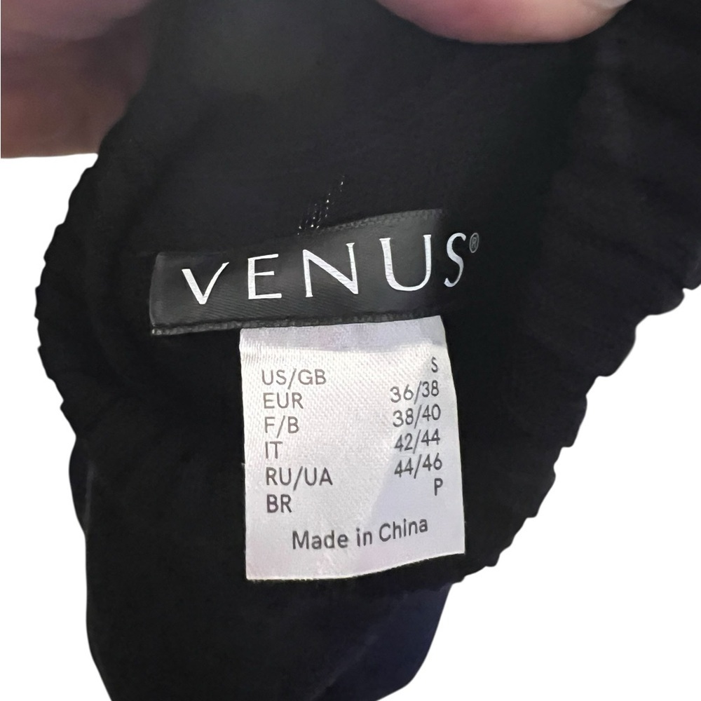 VENUS Black Turtleneck Dress with Stylish Belt - Picture 5 of 8